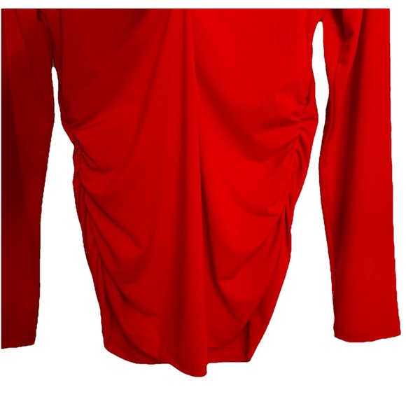 Boston Proper So Chic Ruched Long Sleeve Turtleneck Top Womens Large Red - Picture 9 of 12